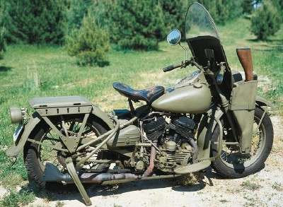 1942 harley-davidson wla motorcycle side view